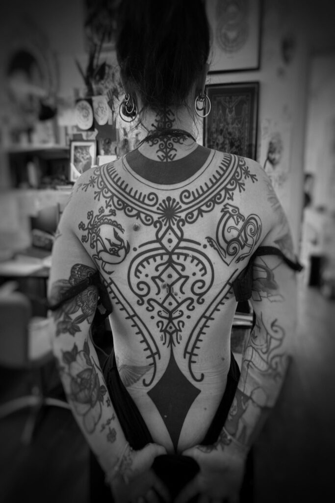 symbolic tattoo linework by Isabella Yr