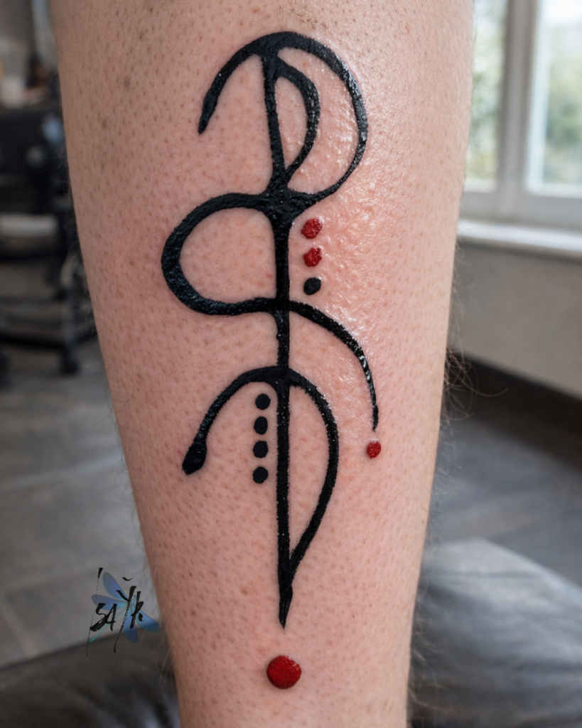 symbolic tattoo composition and linework